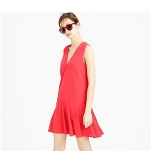 J Crew‎ red sleeveless Flounce Dress size small